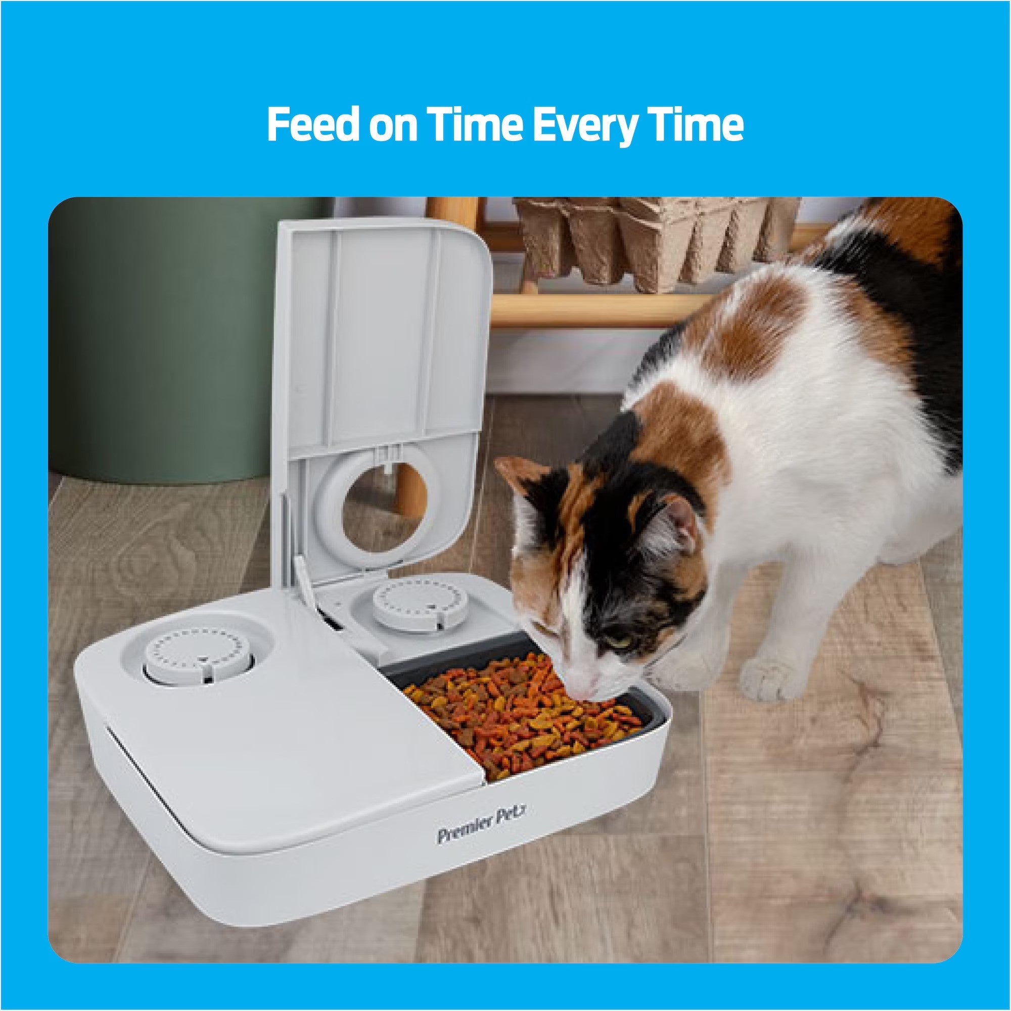 Premier Pet Automatic Timer Pet Feeder - Dispenses Dog and Cat Dry Food