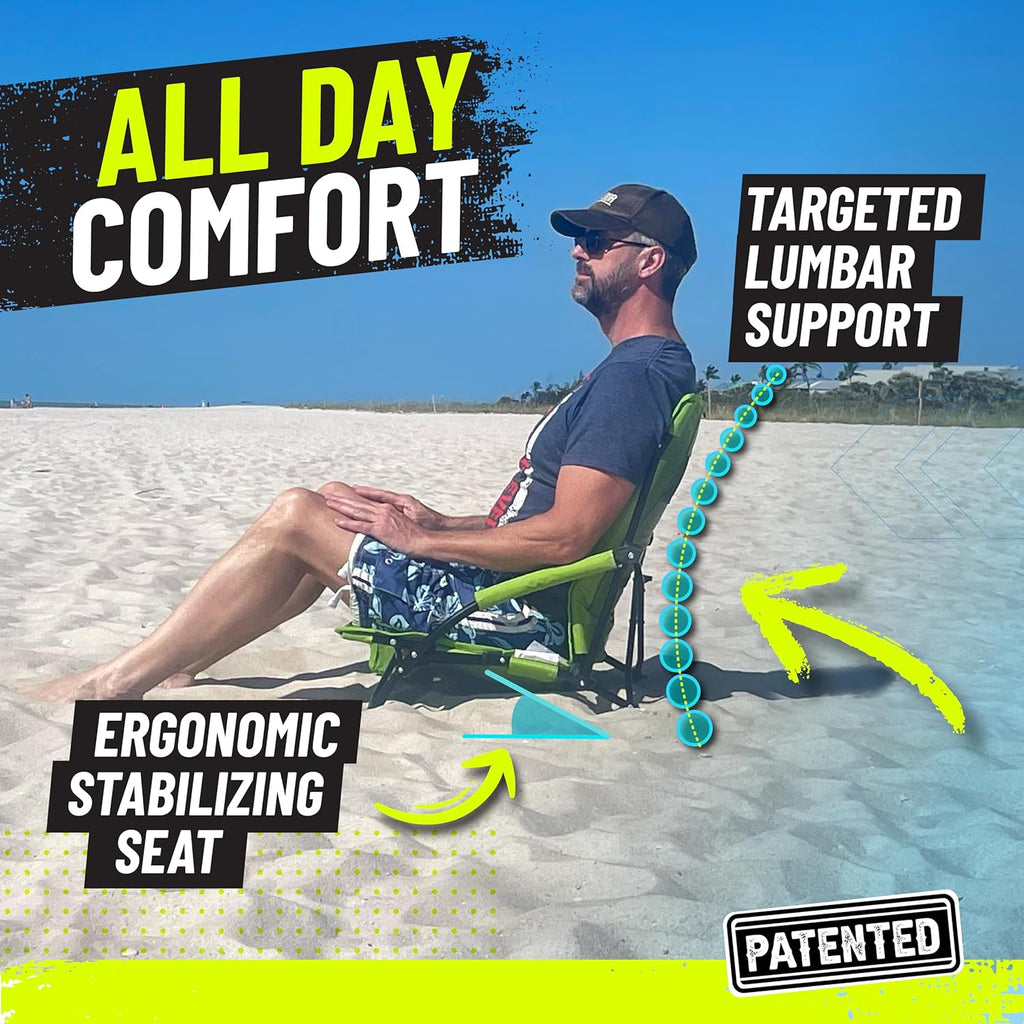 STRONGBACK Low Gravity Beach Chair with Lumbar Back Support, Folding