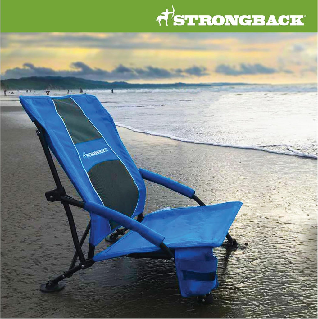 STRONGBACK Low Gravity Beach Chair with Lumbar Back Support, Folding
